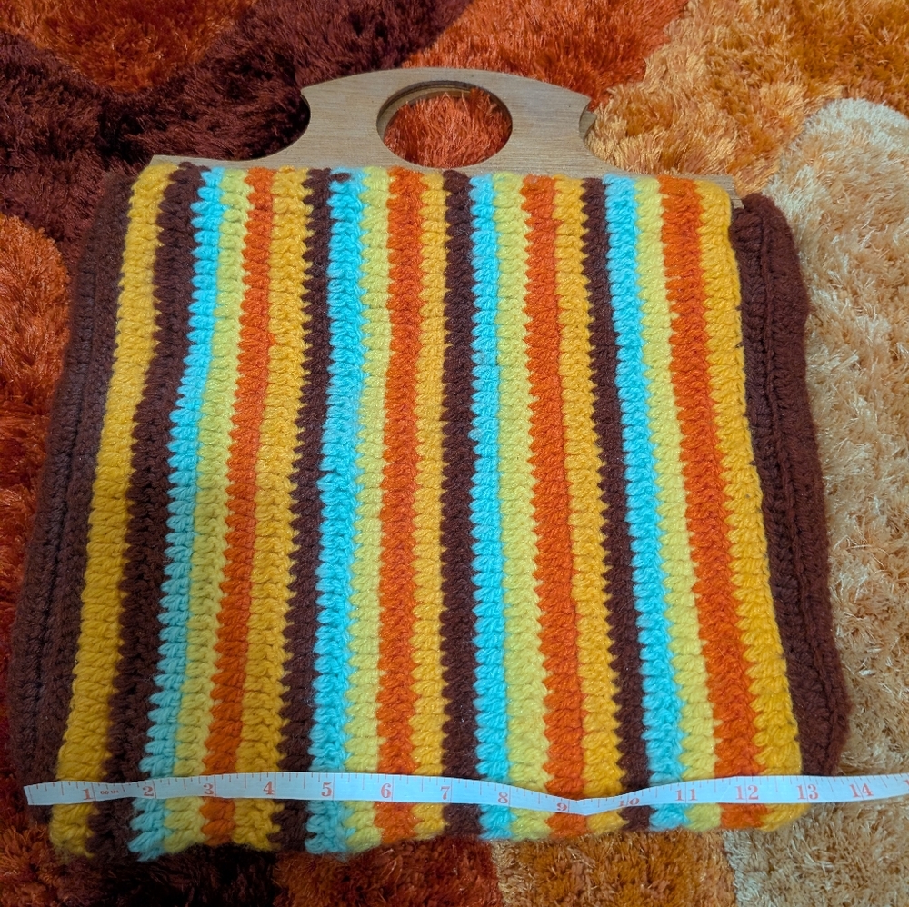 Colorful Striped Knit Handbag Vintage